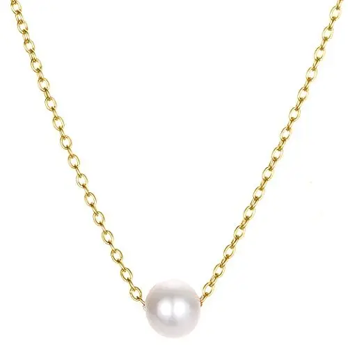 Produktbild: BONNYBIRD® Kette mit Perle Gold - Kette Perle Damen, Kette mit Perlenanhänger Gold, Halskette mit Perle