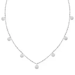 Produktbild: BONNYBIRD® Silberkette Damen - Kette mit Plättchen Silber, Boho Kette Silber Coins Halskette Silber Plättchen