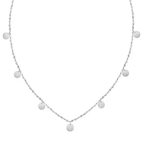 Produktbild: BONNYBIRD® Silberkette Damen - Kette mit Plättchen Silber, Boho Kette Silber Coins Halskette Silber Plättchen