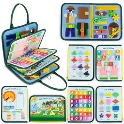 Produktbild: BONNYCO Montessori Busy Board aus Filz Pädagogisches Montessori Spielzeug, Activity Board Baby Motorikspielzeug | Kinder Geschenke für Jungs Mädchen, Kinder Spielzeug, Geburtstag Weihnachten