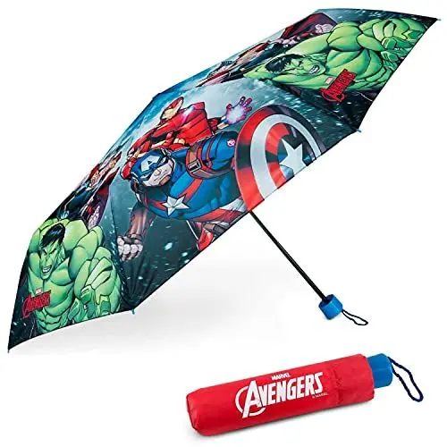 Produktbild: BONNYCO Regenschirm Kinder Avengers Regenschirm Sturmfest mit Verstärkter Struktur - Klappschirm mit für Tasche, Rucksack oder Reise | Taschenschirm Kinder Jungen Klein - Geschenke für Jungen