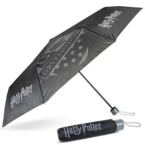 Produktbild: BONNYCO Regenschirm Schwarz Harry Potter Regenschirm Sturmfest Verstärkter Struktur − Klappschirm Tasche Rucksack Reise | Originelle Geschenke für Frauen, Männer | Mini Schirm Klein Taschenschirm