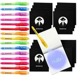 Produktbild: BONNYCO UV Stift und Notizbuch, 16 Stück Mitgebsel Kindergeburtstag Jungen & Mädchen | Kindergeburtstag Gastgeschenke, Adventskalender Inhalt und kleine Geschenke für Kinder | Mini Geschenke
