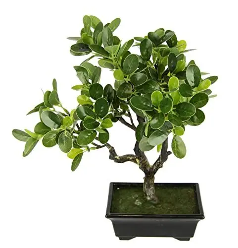Produktbild: Bonsai Baum in Schale Kunstbonsai Kunstbaum Dekobaum künstlich Japanische Kunstpflanze Grünpflanze Dekobaum wie echt groß Deko Pflanze Pflanzendekoration Bonsaischale exotische Bäume Zen Garten