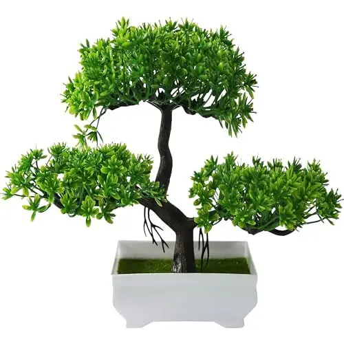 Produktbild: Künstlicher Bonsai Baum 18x27 cm – Realistische Kunstpflanze für Innen & Außen – Japanische Dekoration – Falsche Pflanze für Zuhause, Büro, Garten – Immergrün & Pflegeleicht