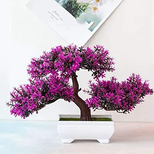 Produktbild: Bonsai Kunstpflanze Künstlicher Bonsai-Baum - Japanische Bonsai Naturgetreue Kunstpflanze Künstlicher Bonsai - Plastik Kunstpflanze für Büro/Fensterbank/Hof Tischdeko Büro Deko-Rosenrot
