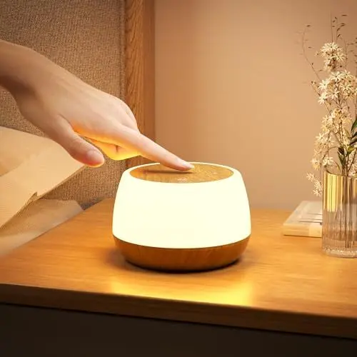 Produktbild: Bonsery Nachttischlampe Touch Dimmbar mit 9 Farbwechsel & 3 Modi, USB Aufladbar Led Tischlampe Kabellos mit Timing & Memory, Baby Nachtlicht Kinder Stilllicht Nachtlampe für Schlafzimmer Wohnzimmer