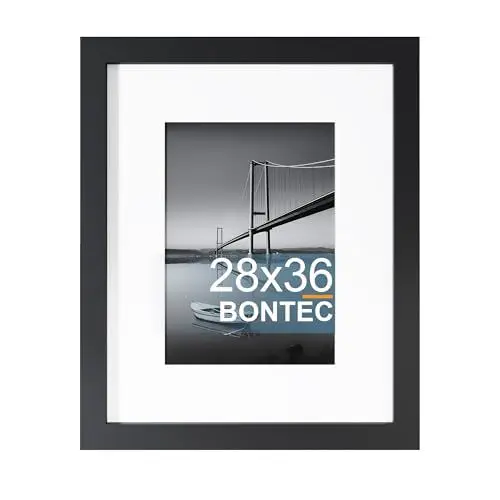 Produktbild: BONTEC Bilderrahmen für Wand und Tischplatte, klassischer Design-Bilderrahmen mit PET-Abdeckung, horizontale und vertikale Anzeige, Schwarz, 280x360 mm, 1 Packung
