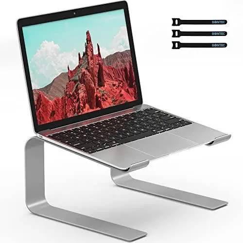 Produktbild: BONTEC Laptop Ständer, Ergonomischer Laptop Ständer für Schreibtisch, Notebook-Ständer Kompatibel mit den meisten 10-17,3-Zoll-Laptops, Silber-