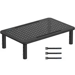 Produktbild: BONTEC Monitorständer Höhenverstellbarer Bildschirmständer Monitor-Raiser Ergonomischer aus hochwertigem Metall Ständer für Laptop, Computer, iMac, PC, Drucker bis 20 kg, Schwarz