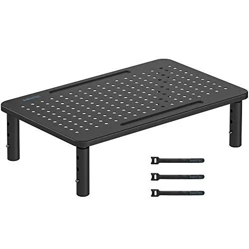 Produktbild: BONTEC Monitorständer Höhenverstellbarer Bildschirmständer Monitor-Raiser Ergonomischer aus hochwertigem Metall Ständer für Laptop, Computer, iMac, PC, Drucker bis 20 kg, Schwarz