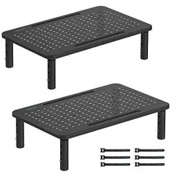 Produktbild: BONTEC Monitorständer Höhenverstellbarer Bildschirmständer Monitor-Raiser Ergonomischer aus hochwertigem Metall Ständer für Laptop, Computer, iMac, PC, Drucker bis 20 kg, Schwarz 2er Pack