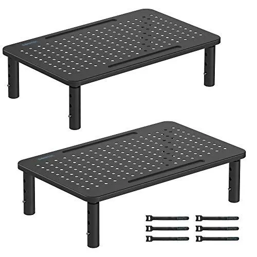 Produktbild: BONTEC Monitorständer Höhenverstellbarer Bildschirmständer Monitor-Raiser Ergonomischer aus hochwertigem Metall Ständer für Laptop, Computer, iMac, PC, Drucker bis 20 kg, Schwarz 2er Pack