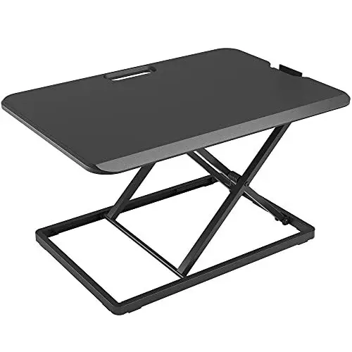 Produktbild: BONTEC Steh-Sitz Schreibtisch Steharbeitsplatz Stehpult Standtisch Ergonomische Höhenverstellbar für PC-Computerbildschirm, Laptop | 67x47cm Plattform, 8 kg Kapazität