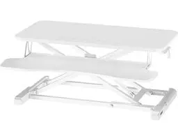 Produktbild: BONTEC Steh-Sitz Schreibtisch Steharbeitsplatz Stehpult Standtisch Ergonomische Höhenverstellbar für PC-Computerbildschirm, Laptop | 80x40cm Plattform mit Tastaturablage, 15 kg Kapazität, Weiß