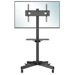 Produktbild: BONTEC TV Ständer Rollbar für 23-60 Zoll Plasma/LCD/LED Fernseher, Höhenverstellbarer TV Rollwagen mit Tablett und Nicht Markierenden Rollen, Max. VESA 400x400, Tragfähigkeit bis 40kg