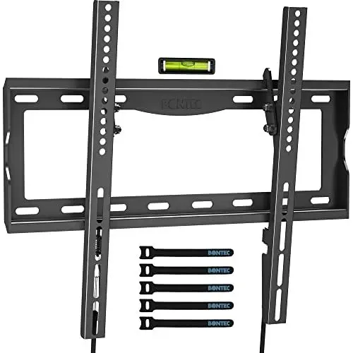 Produktbild: BONTEC TV Wandhalterung für 26-65 Zoll LCD/LED/OLED/Plasma Fernseher, Neigbare Ultraslim TV Halterung bis 55kg, max. VESA 400x400 mm, inkl. Wasserwaage und Kabelbinder