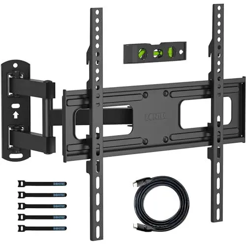 Produktbild: BONTEC TV Wandhalterung für 27-55 Zoll LED LCD Flach/Curved TVs bis zu 35 kg, Schwenkbar, Neigbar, Voll Bewegliche TV Halterung, max. VESA 400x400 mm