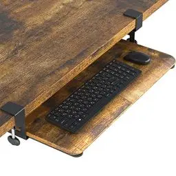 Produktbild: BONTEC Tastaturablage, Unter dem Schreibtisch Ausziehbar mit C Klemme Groß Format, Standfest Schiebbarer Tastaturständer, 650(760mm einschließlich Klemmen) x300 mm, Vintage-Braun, Holzwerkstoffe