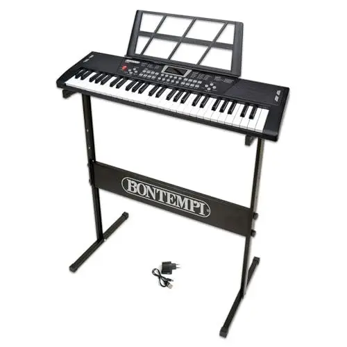 Produktbild: Bontempi | HarmonyLegs – Digitales Klaviertastatur, 54 Tasten, mit Tastaturablage und beleuchteten Tasten, perfekt für Spaß, 74,9 x 23,9 x 8,9 cm