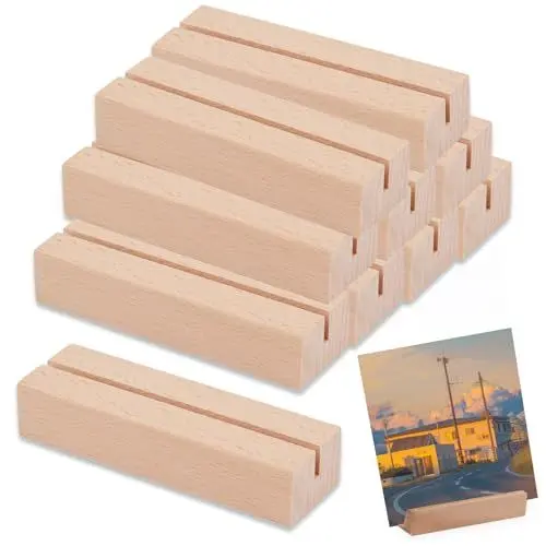 Produktbild: BonTiady 10 Stück Kartenhalter holz, Robuster Platz tischkartenhalter, Menükartenhalter, Postkartenhalter, Fotokartenhalter für Hochzeiten, Bankette, Parteien und Restaurant(10 x 3 x 2 cm).