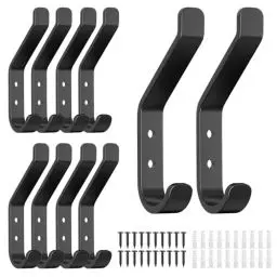 Produktbild: BonTiady 10 Stück Kleiderhaken, Garderobenhaken schwarz, Kleiderhaken wand, Wandhaken zum schrauben, für Jacken, Kleidung, Schals, Handtaschen und mehr, für Wohnzimmer, Schlafzimmer und Badezimmer.