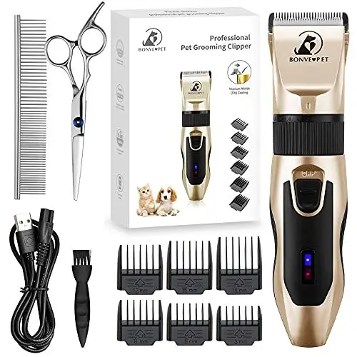 Produktbild: Bonve Pet Hundeschermaschine Schermaschine Hund Katze Leise Profi Tierhaarschneidemaschine Haustier hundetrimmer Tierhaarschneider Schnurlosen Wiederaufladbare Elektrische Haarschneider
