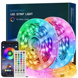 Produktbild: Bonve Pet LED Strip 10M,Bluetooth RGB LED Streifen,Farbwechsel LED Lichterkette 10M mit Fernbedienung und App,Led Leiste Musik Sync,Timer-Einstellung,LED Band für Gaming Zimmer, Room, Küche,Party