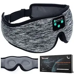 Produktbild: Boodlab Schlafkopfhörer Schlafmaske, 3D Schlafaugenmaske mit ultradünnen HD Stereo Lautsprechern Waschbar Einstellbar für schlafende Seitenschläfer, Flugreisen, Yoga, Meditation, Urlaub