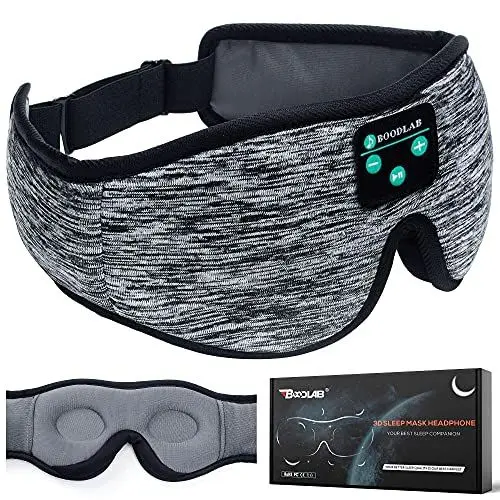 Produktbild: Boodlab Schlafkopfhörer Schlafmaske, 3D Schlafaugenmaske mit ultradünnen HD Stereo Lautsprechern Waschbar Einstellbar für schlafende Seitenschläfer, Flugreisen, Yoga, Meditation, Urlaub
