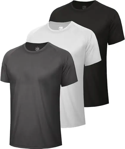 Produktbild: BOOJO 3er Pack Sport Tshirts Herren Schnelltrocknend Shirt Kurzarm Sportshirt Gym Funktionsshirt Männer für Fitness Trainings