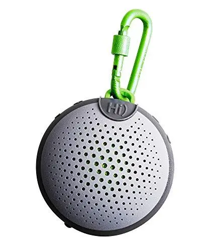 Produktbild: Boompods Aquablaster Mini Bluetooth-Lautsprecher mit Amazon Alexa-Funktion - IPX7 Wasserdichter Kabelloser Duschlautsprecher, Sprachsteuerung, 5 Std, für Outdoor, Reisen & Fahrrad, Grau/Grün