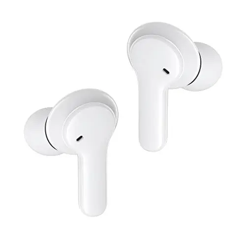 Produktbild: Boompods Bassline Compact True Wireless Bluetooth Kopfhörer, kabellose Ohrhörer & Ladebox, bis zu 27 Std. Spielzeit, TWS In-Ear Kopfhörer mit ENC Noise Cancelling Mikrofon, IPX4 Schutz Ear Buds, Weiß
