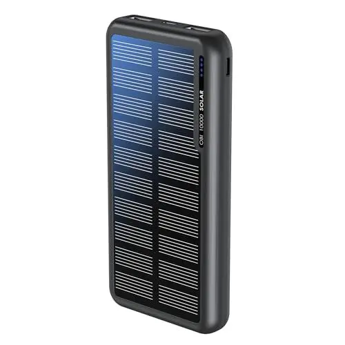 Produktbild: Boompods Obi Solar 10000mAh Solar Powerbank - Schnellladendes Ladegerät mit USB-C & 2X USB-Anschlüssen, Outdoor Power Bank mit Solarpanel, Robuste Ladestation für Handy, Tablets und Reisen, Schwarz
