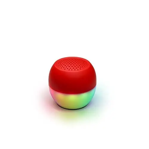 Produktbild: Boompods Soundflare Tide Bluetooth Lautsprecher - IPX6 wasserdichte Musikbox aus Ozeanplastik, Selfie-Funktion & Beleuchtung, Outdoor Lautsprecher für Handy, Reisen, 5 Std Spielzeit, Rot