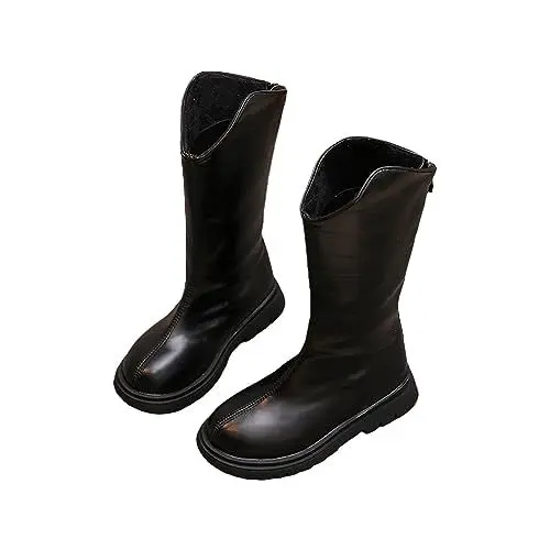 Produktbild: Boots 32 Winter-Stiefeletten für Mädchen, mittelhohes Bein, einfarbig, Reißverschluss, klassisch, Alles für 3 bis 12 Kinder - Thermostiefel (Black, 35.5 Big Kids)