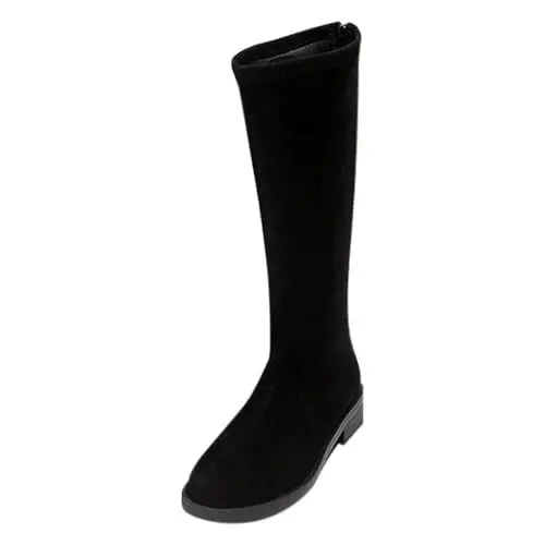 Produktbild: Boots Damen Plateau Stiefel Weiter Schaft Damen Damen Frühling und Winter Schwarz Vielseitige Mode Schlanke Stiefel Dicke Sohle Dicker Absatz Schlanke Boots Mit Absatz Damen Winterstiefel (Black, 41)