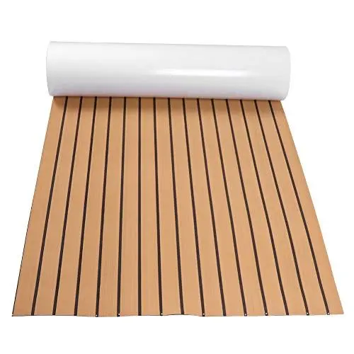 Produktbild: Bootsbodenmatte, Synthetischer Bootsbodenbelag, Selbstklebende Stoßdämpfung, Eva-Schaum-Yachtdeckplatte 90 X 240 cm, für Marine-Yachtdeck (Gold+Schwarz)