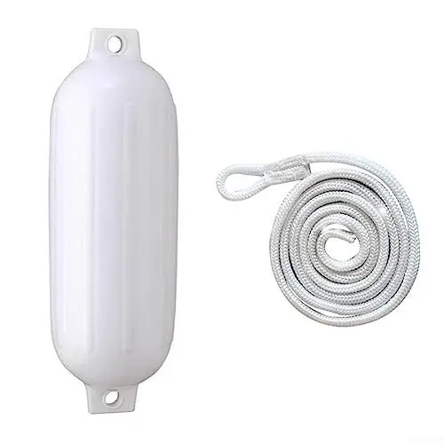 Produktbild: Bootsfender 11,4 x 40,6 cm Bootsstoßfänger mit 1,5 m Seil, Kajak-Kanustoßfänger für Ponton, Boot, Kotflügel, aufblasbar