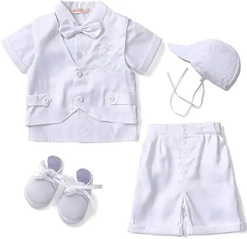 Produktbild: Booulfi Taufe Outfits für Jungen Baby Junge Taufe Outfit Sommer Kurzarm Gentleman Kleid Outfit Kleidung, 9-12M