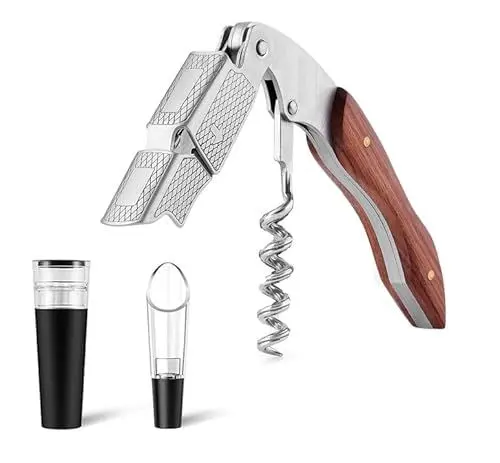 Produktbild: BOQO Korkenzieher Weinöffner, Profi Kellnermesser aus Edelstahl, Weinflaschenöffner mit Folienschneider,Vakuum Weinpumpe und Weinausgießer mit Belüfter,Wein zubehör