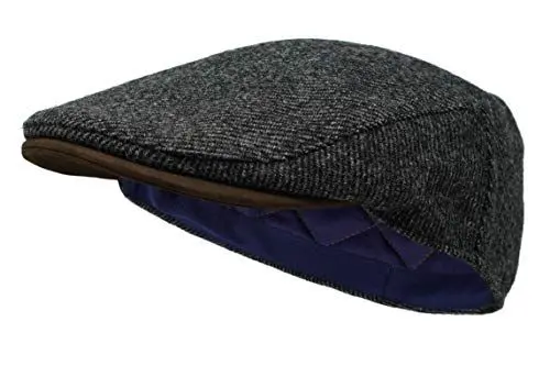 Produktbild: Borges & Scott Die Sloan - Flat Cap aus Irish Tweed und Nubukleder - Irischer Schiefer - S