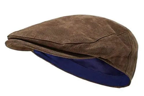 Produktbild: Borges & Scott The Tanner - Flat Cap aus Leder - Kappe mit weichem Schweinslederfutter - Erde Braun - XL