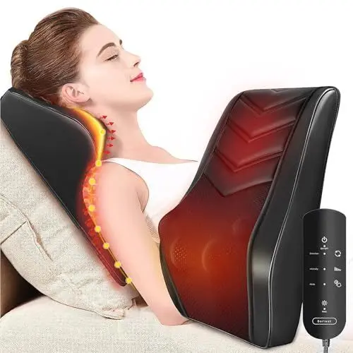 Produktbild: Boriwat Nackenmassagegerät mit Wärme, Shiatsu Massagegerät 3D Knet Rückenmassagegerät, Massagekissen für Nacken, Schulter Rückenschmerzen, Geschenke für Frauen Männer Papa Mama