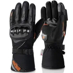 Produktbild: BORLENI Winter Motorradhandschuhe Herren, Motorrad Handschuhe Herr Warm Winterhandschuhe Wasserdicht Winddichte mit Touchscreen Knöchelschutz Schwarz M