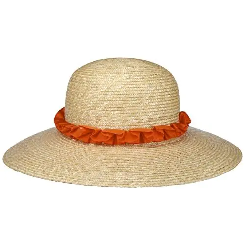 Produktbild: Borsalino Strohhut mit Origami-Band Schlapphut Damenhut Sommerhut Sonnenhut Strandhut Gartenhut Damen - Made in Italy Sommer Frühling-Sommer - S (54-55 cm) Natur