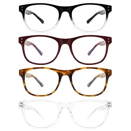 Produktbild: BOSAIL 4er-Pack Lesebrille Blaulichtblockierung Herren Frauen, Federscharnier-Lesebrillen, leichte Computerbrillen 1.0
