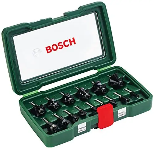 Produktbild: Bosch Accessories 15tlg. Hartmetall Fräser Set (für Holz, Ø-Schaft 1/4
