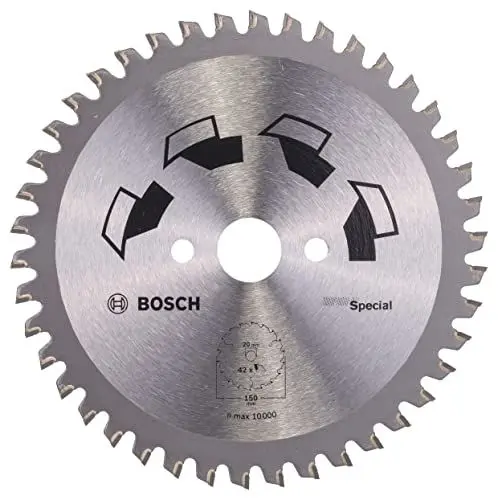Produktbild: Bosch 1x Kreissägeblatt Special (Sägeblatt für Holz, Nichteisenmetalle, Kunststoffe, Ø 150 x 2.2/1.6 x 20/16 mm, 42 Zähne, FT, mit 1x Reduzierring 16 mm, Zubehör Kreissäge)