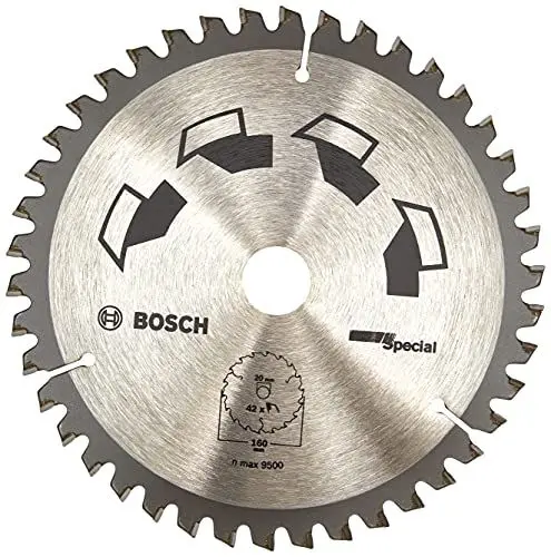 Produktbild: Bosch 1x Kreissägeblatt Special (Sägeblatt für Holz, Nichteisenmetalle, Kunststoffe, Ø 160 x 2.5/1.8 x 20/16 mm, 42 Zähne, FT, mit 1x Reduzierring 16 mm, Zubehör Kreissäge)